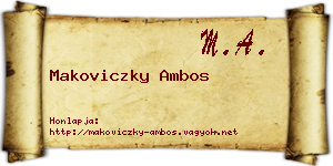 Makoviczky Ambos névjegykártya